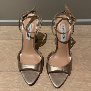 Steve Madden Gold Ankle-Strap Block Heels